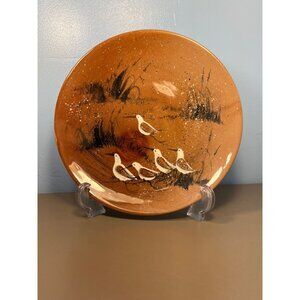 Signed Hand Painted 8” Pottery Plate with Sea Birds